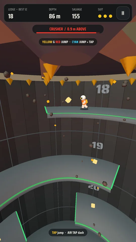 The runner deep in the silo with the crusher close behind